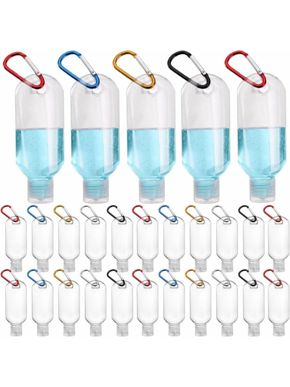 100PCS Refillable 2OZ Travel Hand Sanitizer Bottles with Keychain Clips - Leak